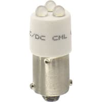 CML Innovative Technologies Lamp, LED, T-3 1/4, Bayonet, White, Diffused, 24VAC/VDC, 9/17mAAC/mADC, 3x850mcd