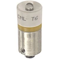 CML Innovative Technologies Lamp, LED, T-3 1/4, Bayonet, Yellow, 28VAC/VDC, 13mA, 270mcd, 100000 Hrs