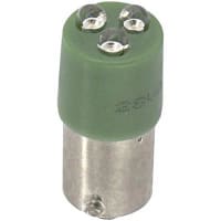 CML Innovative Technologies Lamp, LED, T-3 1/4, Bayonet, Green, 28VAC/VDC, 5/10mAAC/mADC, 3x1500mcd, 100000 Hrs