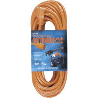 Coleman Cable Cord, Extension, 5-15R, 5-15P, 3 Cond SJTW Cbl, 100ft., 16 AWG, PVC Jkt