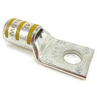 Color-Keyed by ABB Copper One-Hole Lug, 4/0 Weld, 3/8"Bolt Size, Die Code 62, Color Code Yellow