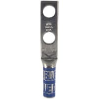 Color-Keyed by ABB Copper Two-Hole Lug 6 AWG 1/4" Bolt Size Tin Plated Die Code 24 DieCodeBlue