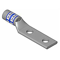 Color-Keyed by ABB Copper Two-Hole Lug, 3/0 AWG, 3/8" Bolt Size, Die Code 50, Die Code Orange