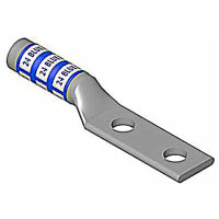 Color-Keyed by ABB Copper Two-Hole Lug, 3/0 AWG, 1/2" Bolt Size, Die Code 50, Die Code Orange