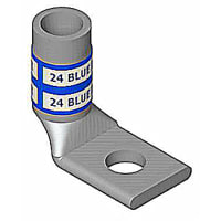 Color-Keyed by ABB Copper One-Hole Lug, 90 Deg, 2/0 AWG, 5/16" Bolt Size, Die Code 45, DieCodeBlack