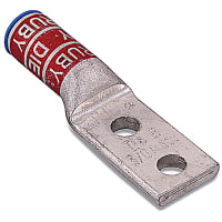 Color-Keyed by ABB Aluminum Two-Hole Lug, 3/0 AWG, 1/2"Bolt Size, Die Code 60, Die Code Ruby