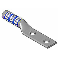 Color-Keyed by ABB Aluminum Two-Hole Lug, 350kcmil, 1/2"Bolt Size, Die Code 87H, Color Code Brown