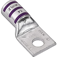 Color-Keyed by ABB One-Hole Copper Lug, 4/0Awg, 3/8" Bolt, Die Code 54, Die Code Purple