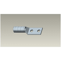 Color-Keyed by ABB Copper Two-Hole Lug, 2/0AWG, 3/8"Bolt, Tin Plated, Die Code Black, Die Code 45