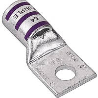 Color-Keyed by ABB Copper One-Hole Lug, 4/0AWG, 3/8"Bolt Size, Die Code 54, Die Color Purple 54