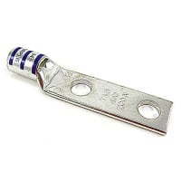 Color-Keyed by ABB Copper Two-Hole Lug, 4/0AWG, 3/8"Bolt Size, Die Code 54, Die Color Purple