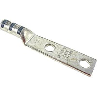 Color-Keyed by ABB Copper Two-Hole Lug 4 AWG 3/8"Bolt Size Color Code Gray Die Code 29