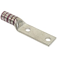 Color-Keyed by ABB Copper Two-Hole Lug, 4/0Awg, 3/8"Bolt, Die Color Purple, Die Code 54