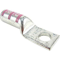 Color-Keyed by ABB Copper One-Hole Lug, 1/0 AWG, 3/8" Bolt Size, Die Code 42, Die Code Pink