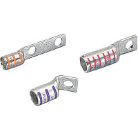 Color-Keyed by ABB Copper Two-Hole Lug, 1 AWG, 1/4" Bolt Hole, Die Code 37, Die Code Green