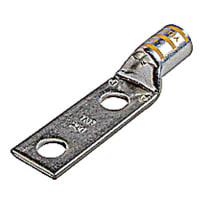 Color-Keyed by ABB Copper Two-Hole Lug, 250 kcmil, 1/2" Bolt Size, Die Code 62, Die Code Yellow