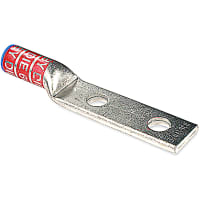 Color-Keyed by ABB Aluminum Two-Hole Lug, 250kcmil, 3/8"Bolt Size, Die Code 71H, Die Color Code Red