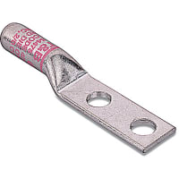 Color-Keyed by ABB Copper Two-Hole Lug, 1/0 AWG, 3/8"Bolt Size, Die Code 42R, Pink Rounding