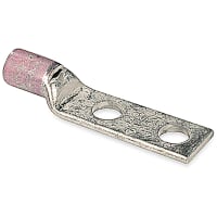 Color-Keyed by ABB Copper Two-Hole Lug, 535 kcmil, 1/2"Bolt Size, Tin Plated, Pink 99