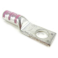 Color-Keyed by ABB Copper One-Hole Lug, 1/0 AWG, 1/2" Bolt Size, Die Code 42, Die Code Pink