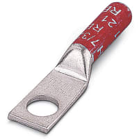 Color-Keyed by ABB Copper One-Hole Lug, 35kV, 8 Str., 1/4 Bolt, Tin Plated, Die Color Red