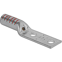 Color-Keyed by ABB Copper Two-Hole Lug, 350kcmil, 1/2"Bolt Size, Die Code 71, Die Color Red