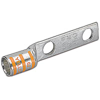 Color-Keyed by ABB Copper Two-Hole Lug, 2/0AWG, 3/8"Bolt Size, Die Code 45, Die Color Code 45