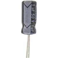 Cornell-Dubilier Capacitor, Aluminum Electrolytic, 1 uF, 20%, 50 VDC, Radial, 5x11mm, ESR 159.24 Ohms