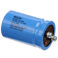 Cornell-Dubilier Capacitor, Alum Electrolytic, 0.01 F, -10, +75%, 75 VDC, Screw Terminal, 2x3.125in