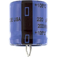 Cornell-Dubilier Capacitor, Al Electrolytic, 390 uF, 200 WVDC, 250 VDC, +/- 20%, H02, 3CV uA