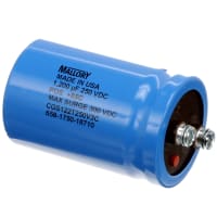 Cornell-Dubilier Capacitor, Alum Electrolytic, 1200 uF, -10, +50%, 250 VDC, Screw Terminal, 2x3.125in