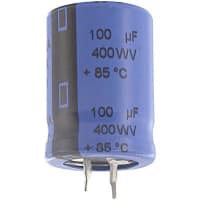 Cornell-Dubilier Capacitor, Al Electrolytic, 100 uF, 400 WVDC, 450 VDC, +/- 20%, H02, -25 C