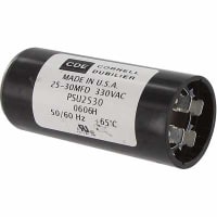 Cornell-Dubilier Capacitor, 25 to 30 uF, 330 VAC, 50 to 60 Hz, -40 C, +65 C, 10% (Max.), 2