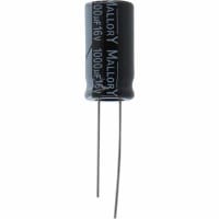 Cornell-Dubilier Capacitor, Al Electrolytic, 1000 uF, 20%, 16 VDC, Radial, ESR 0.21 Ohms, 10x21mm