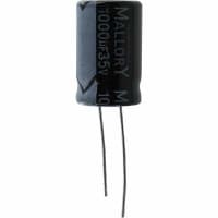 Cornell-Dubilier Capacitor, Al Electrolytic, 1000 uF, 20%, 35 VDC, Radial, ESR 0.15 Ohms, 13x21mm