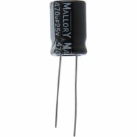 Cornell-Dubilier Capacitor, Al Electrolytic, 470 uF, 20%, 25 VDC, Radial, ESR 0.39 Ohms, 10x16mm