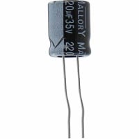 Cornell-Dubilier Capacitor, Al Electrolytic, 220 uF, 20%, 35 VDC, Radial, ESR 0.72 Ohms, 10x13mm