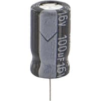 Cornell-Dubilier Capacitor, Aluminum Electrolytic, 100 uF, 20%, 16 VDC, Radial, 6.3x11mm, ESR 2.39 Ohms