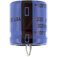 Cornell-Dubilier Capacitor, Al Electrolytic, Cap 3900 uF, Tol 20%, Vol-Rtg 50 VDC, Snap-In