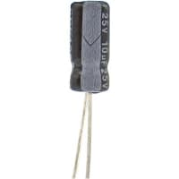 Cornell-Dubilier Capacitor, Aluminum Electrolytic, 10 uF, 20%, 25 VDC, Radial, 5x11mm, ESR 21.23 Ohms