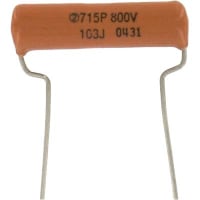 Cornell-Dubilier Capacitor, Polypro Film, Cap 0.01 uF, Tol 5%, Vol-Rtg 800 VDC, Radial, Hockey Crimped