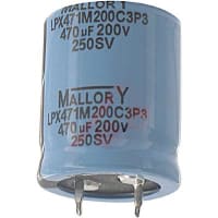 Cornell-Dubilier Capacitor, Snap-In, 220 uF, 400 WVDC, 450 VDC, +/- 20%, C7, 44.47 uA, -40 C