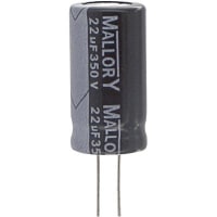 Cornell-Dubilier Capacitor, Aluminum Electrolytic, 22 uF, 20%, 350 VDC, Radial, 13x26mm, ESR 12.06 Ohms