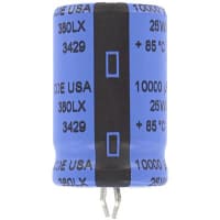 Cornell-Dubilier Capacitor, Al Electrolytic, 10000 uF, 25 WVDC, 32 VDC, +/- 20%, H03, -40 C