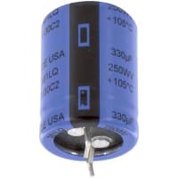 Cornell-Dubilier Capacitor, Al Electrolytic, 330 uF, 250VDC, 300VDC, +/- 20%, H02, Snap-in Mount