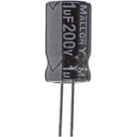 Cornell-Dubilier Capacitor, Aluminum Electrolytic, 1 uF, 20%, 200 VDC, Radial, 6.3x11mm, ESR 199.04 Ohms