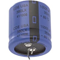 Cornell-Dubilier Capacitor, Al Electrolytic, 10000 uF, 35 WVDC, 44 VDC, +/- 20%, K02, -40 C