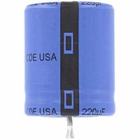 Cornell-Dubilier Capacitor, Al Electrolytic, 820 uF, 200 WVDC, 250 VDC, +/- 20%, J02, -40 C