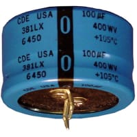 Cornell-Dubilier Capacitor, Al Electrolytic, 22000 uF, 16 WVDC, 20 VDC, +/- 20%, K03, 3CV uA