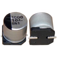 Cornell-Dubilier SMD Aluminum Electrolytic Capacitor, Radial Can SMD, 100pF, 16V, 4.3 ohm